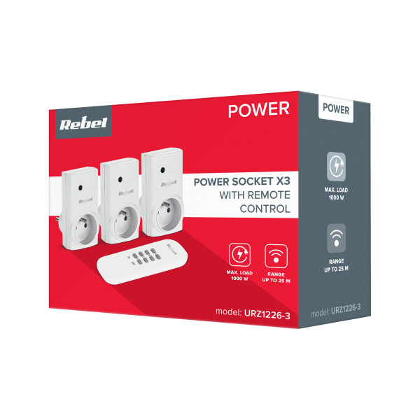 Gniazdo sieciowe Rebel sterowane pilotem (1+3)