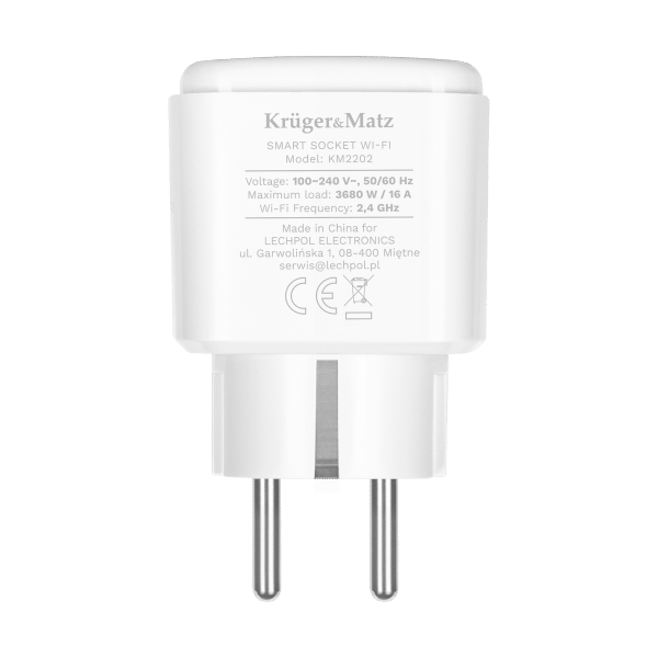 Gniazdo WiFi Kruger&Matz Connect P4 Białe Tuya