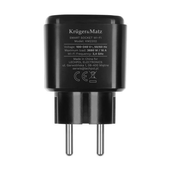 Gniazdo WiFi Kruger&Matz Connect P4 Czarne Tuya