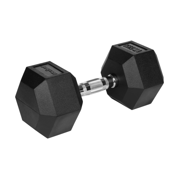 Hantel żeliwny gumowany HEX 17,5 kg REBEL ACTIVE