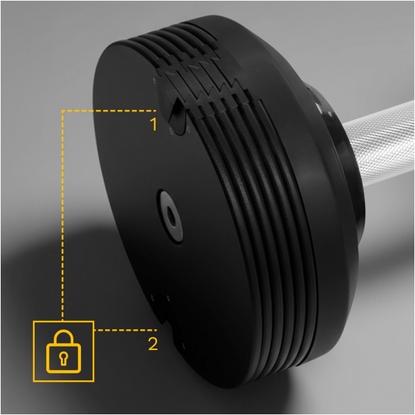 Hantel żeliwny regulowany automat 24 kg, skok co 1kg, REBEL ACTIVE