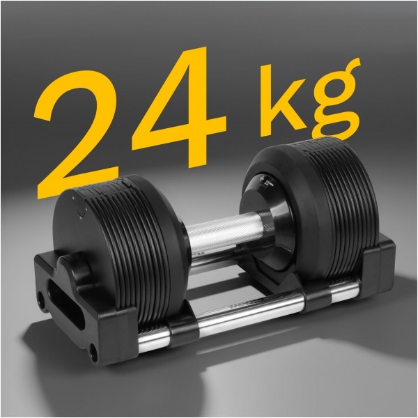 Hantel żeliwny regulowany automat 24 kg, skok co 1kg, REBEL ACTIVE