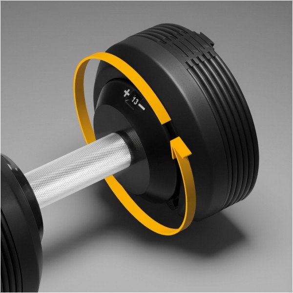 Hantel żeliwny regulowany automat 24 kg, skok co 1kg, REBEL ACTIVE