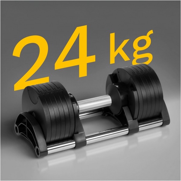 Hantel żeliwny regulowany automat 24 kg, skok co 2kg, REBEL ACTIVE