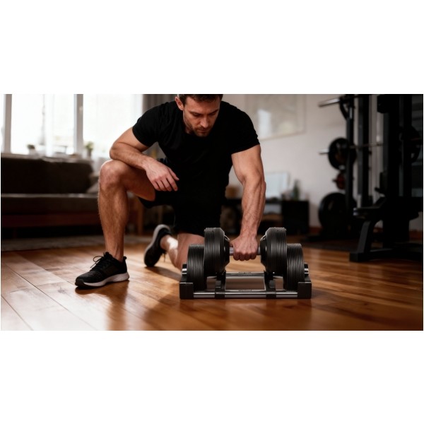 Hantel żeliwny regulowany automat 36 kg, skok co 1kg, REBEL ACTIVE