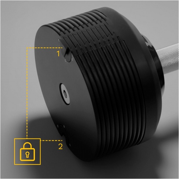 Hantel żeliwny regulowany automat 36 kg, skok co 1kg, REBEL ACTIVE