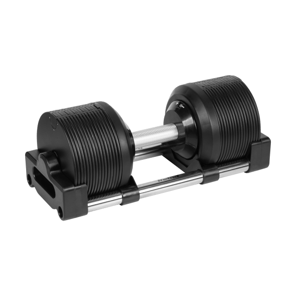 Hantel żeliwny regulowany automat 36 kg, skok co 1kg, REBEL ACTIVE