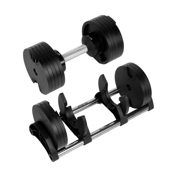 Hantel żeliwny regulowany automat 36 kg, skok co 2kg, REBEL ACTIVE