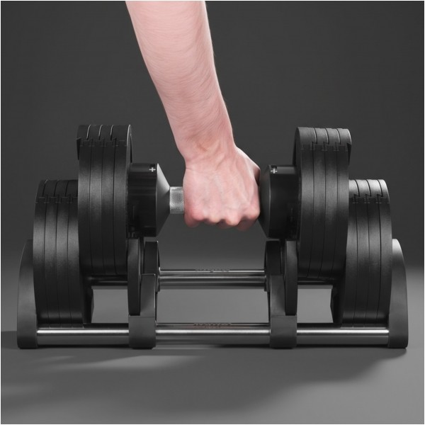 Hantel żeliwny regulowany automat 36 kg, skok co 2kg, REBEL ACTIVE