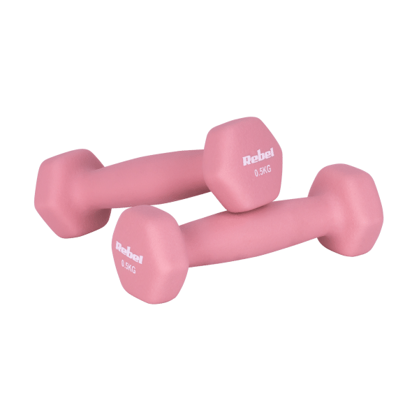 Hantelki żeliwne neoprenowe HEX 2x0.5kg, REBEL ACTIVE