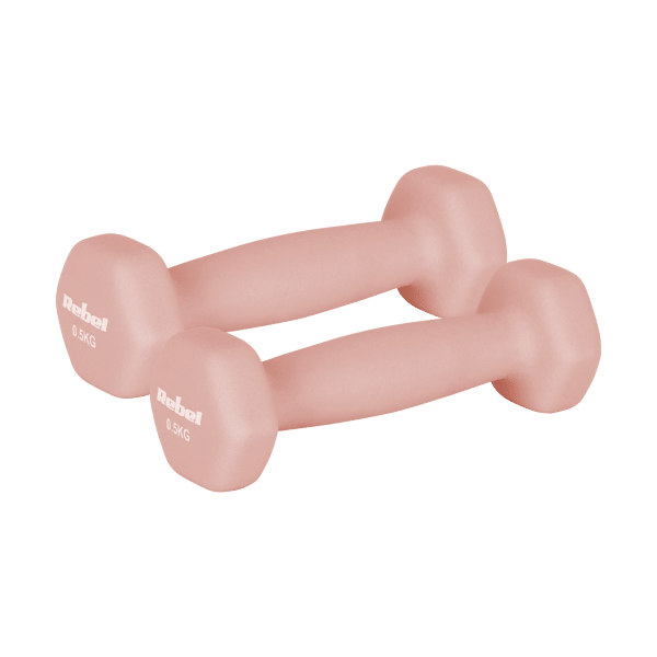 Hantelki żeliwne neoprenowe HEX 2x0.5kg, REBEL ACTIVE