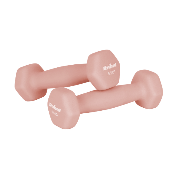 Hantelki żeliwne neoprenowe HEX 2x0.5kg, REBEL ACTIVE