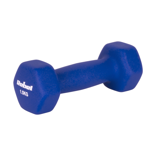 Hantelki żeliwne neoprenowe HEX 2x1.5kg, REBEL ACTIVE