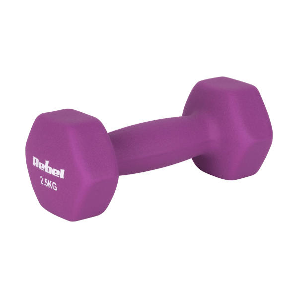 Hantelki żeliwne neoprenowe HEX 2x2.5kg, REBEL ACTIVE