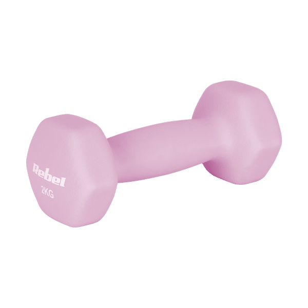 Hantelki żeliwne neoprenowe HEX 2x2kg, REBEL ACTIVE