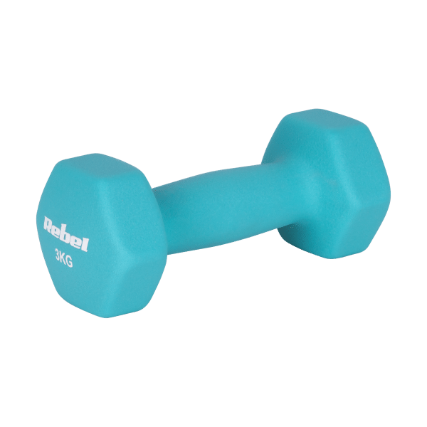 Hantelki żeliwne neoprenowe HEX 2x3kg, REBEL ACTIVE