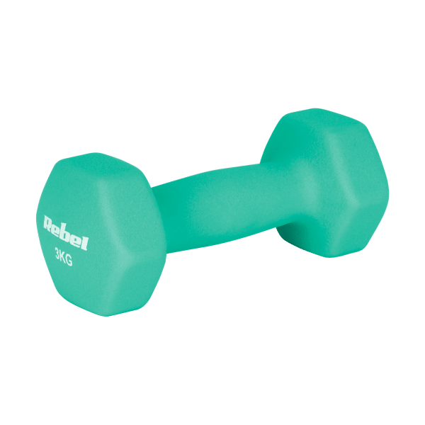 Hantelki żeliwne neoprenowe HEX 2x3kg, REBEL ACTIVE