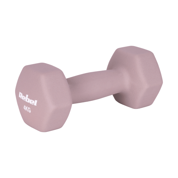 Hantelki żeliwne neoprenowe HEX 2x4kg, REBEL ACTIVE