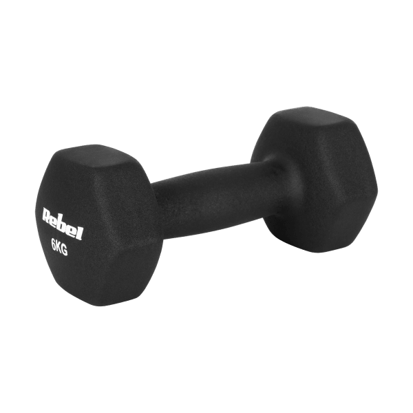 Hantelki żeliwne neoprenowe HEX 2x6kg, REBEL ACTIVE