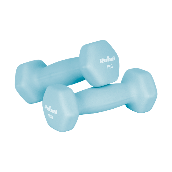 Hantelki żeliwne neoprenowe HEX zestaw 12kg (2x1kg+2x2kg+2x3kg), REBEL ACTIVE