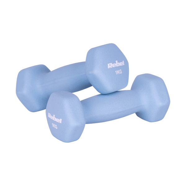 Hantelki żeliwne neoprenowe HEX zestaw 12kg (2x1kg+2x2kg+2x3kg), REBEL ACTIVE