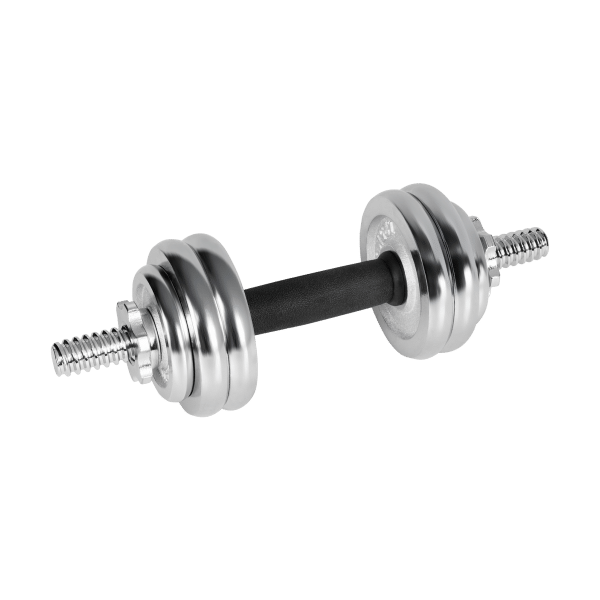 Hantle żeliwne chromowane regulowane w walizce z gryfem, zestaw 15kg REBEL ACTIVE