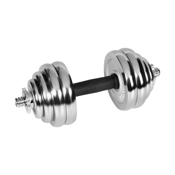 Hantle żeliwne chromowane regulowane w walizce z gryfem, zestaw 30kg REBEL ACTIVE