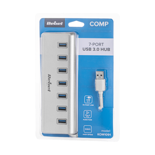 HUB (rozdzielacz) USB 3.0 7 portowy Rebel
