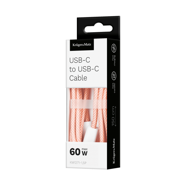Kabel USB typu C - USB typu C 60 W 1,5 m różowy Kruger&Matz Basic
