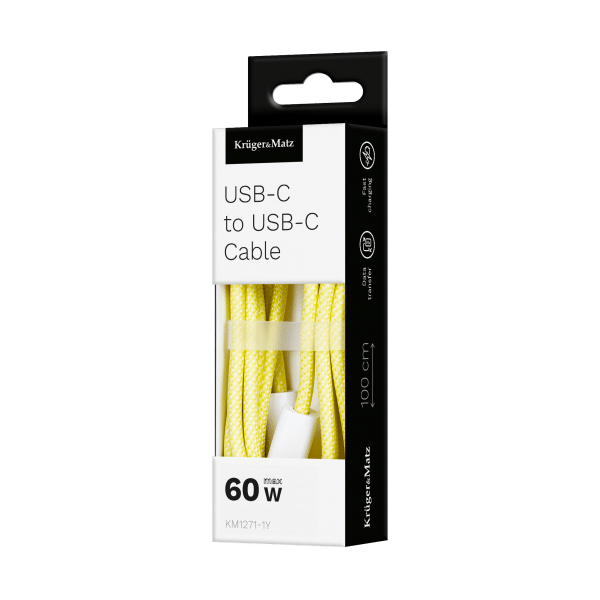 Kabel USB typu C - USB typu C 60 W 1 m żółty Kruger&Matz Basic
