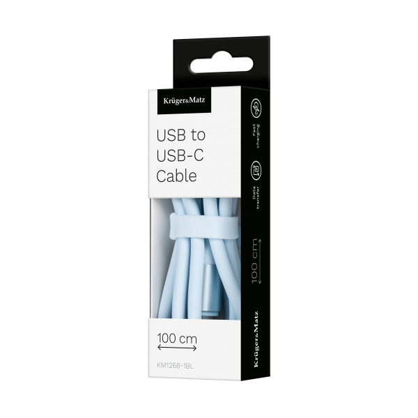 Kabel USB - USB typu C 1 m silikonowy niebieski Kruger&Matz Basic