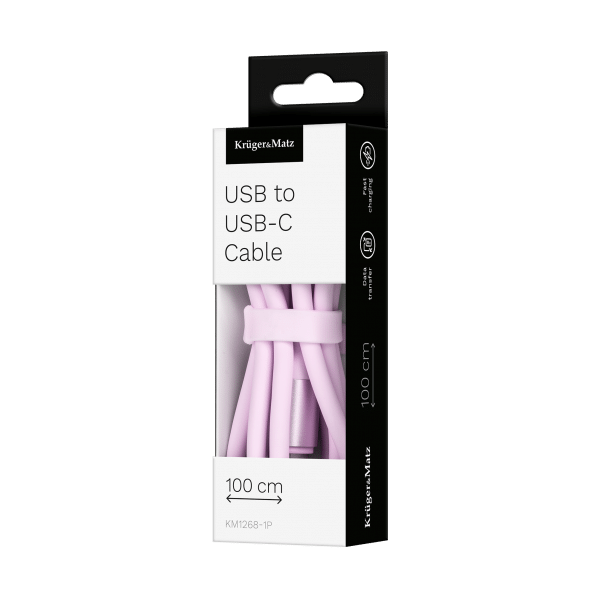 Kabel USB - USB typu C 1 m silikonowy różowy Kruger&Matz Basic