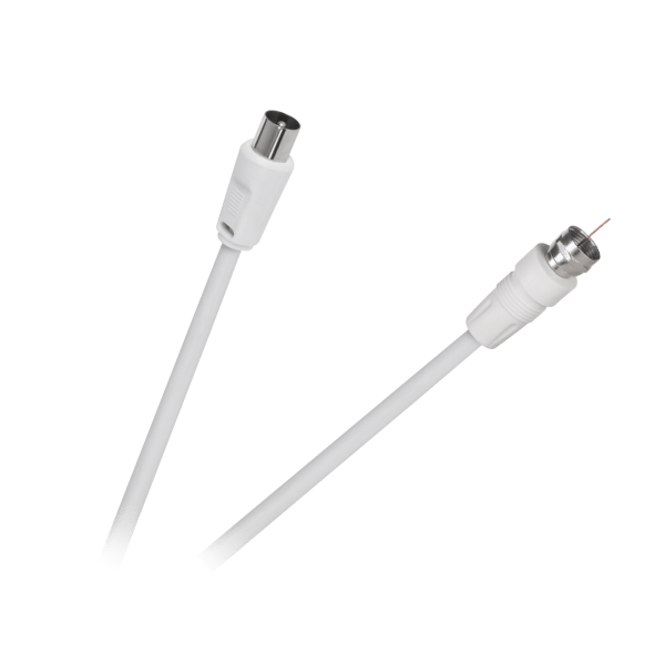 Kabel wtyk TV - wtyk F 1,5m biały