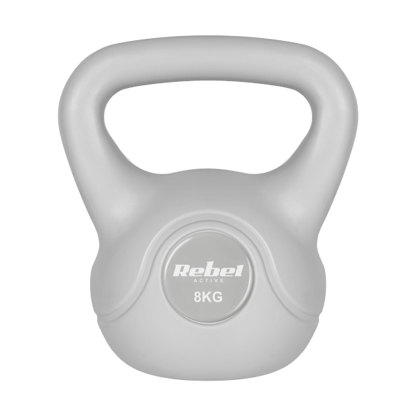 Kettlebell bitumiczny 8 kg szary REBEL ACTIVE