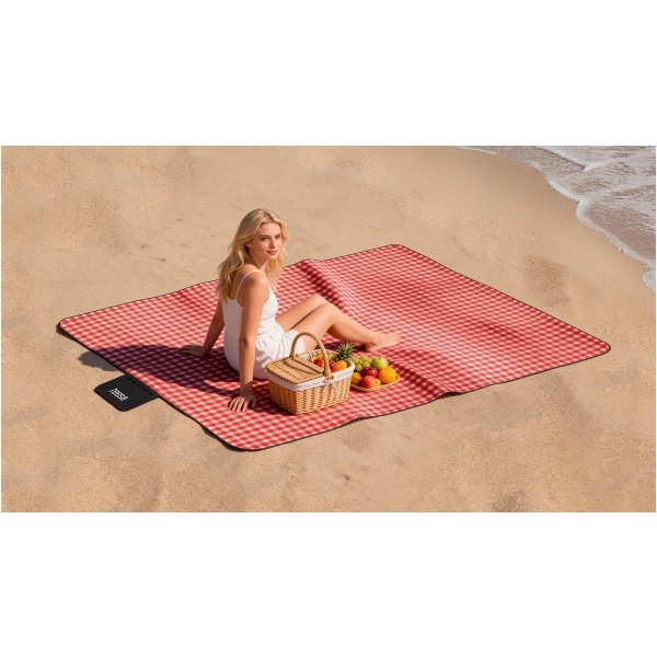 Koc mata piknikowa z izolacją 200x300 cm TEESA - czerwona krata