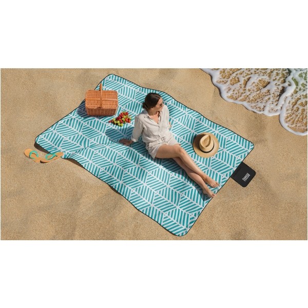 Koc mata piknikowa z izolacją i długim paskiem 200x300 cm TEESA - niebieski kłos
