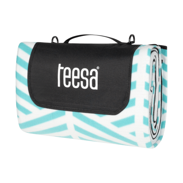 Koc mata piknikowa z izolacją i długim paskiem 200x300 cm TEESA - niebieski kłos