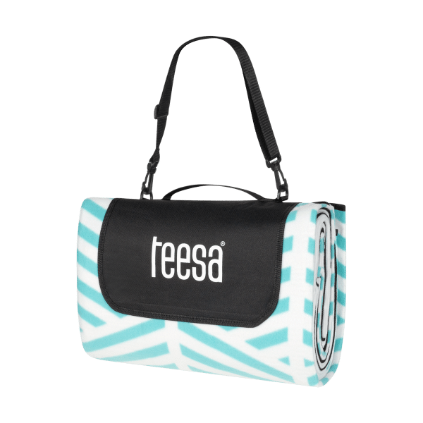 Koc mata piknikowa z izolacją i długim paskiem 200x300 cm TEESA - niebieski kłos