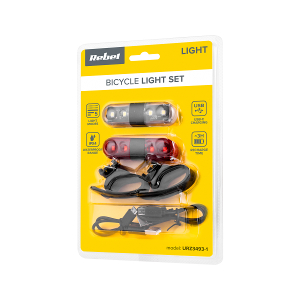Komplet lamp rowerowych Rebel (z przewodem USB typu C)