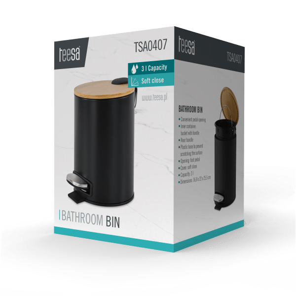 Kosz na śmieci łazienkowy 3l (czarny)