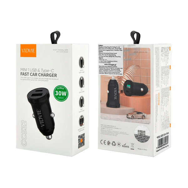 Ładowarka samochodowa 30 W USB + USB typu C z funkcją PowerDelivery i QuickCharge