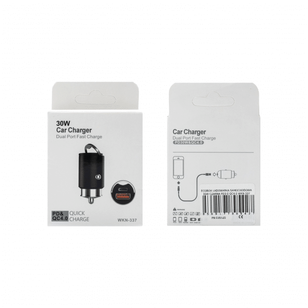 Ładowarka samochodowa 30W CZARNA PD3.0+QC4.0