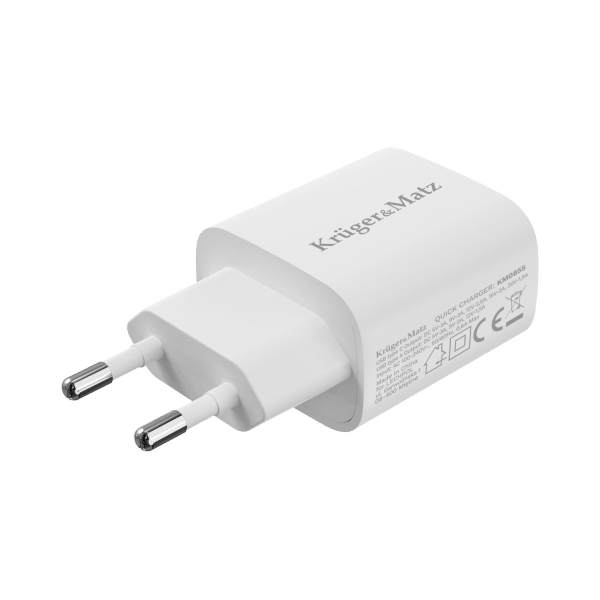 Ładowarka sieciowa Kruger&Matz GaN dual USB z funkcją Power Delivery i Quick Charge