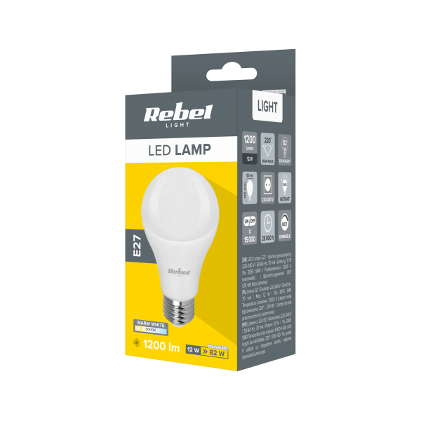 Lampa LED Rebel 12W, E27, 3000K, 230V