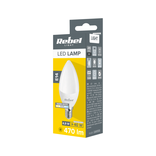 Lampa Led Rebel 5W świeca, 3000K, 230V