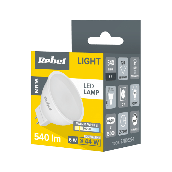 Lampa LED Rebel 6W MR16, 3000K, 12V