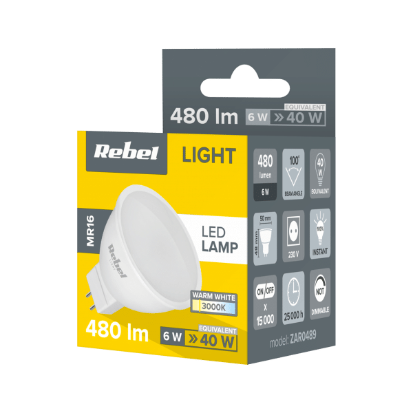 Lampa LED Rebel 6W MR16, 3000K , 230V