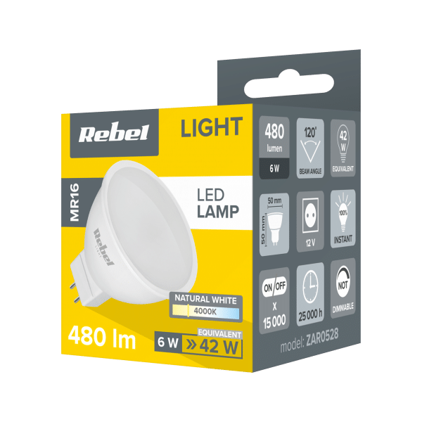 Lampa LED Rebel 6W, MR16,4000K 12V