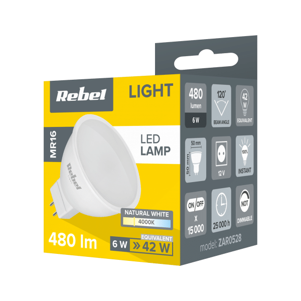 Lampa LED Rebel 6W, MR16, 4000K, 12V
