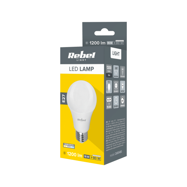 Lampa LED Rebel A60 15W, E27, 3000K, 230V